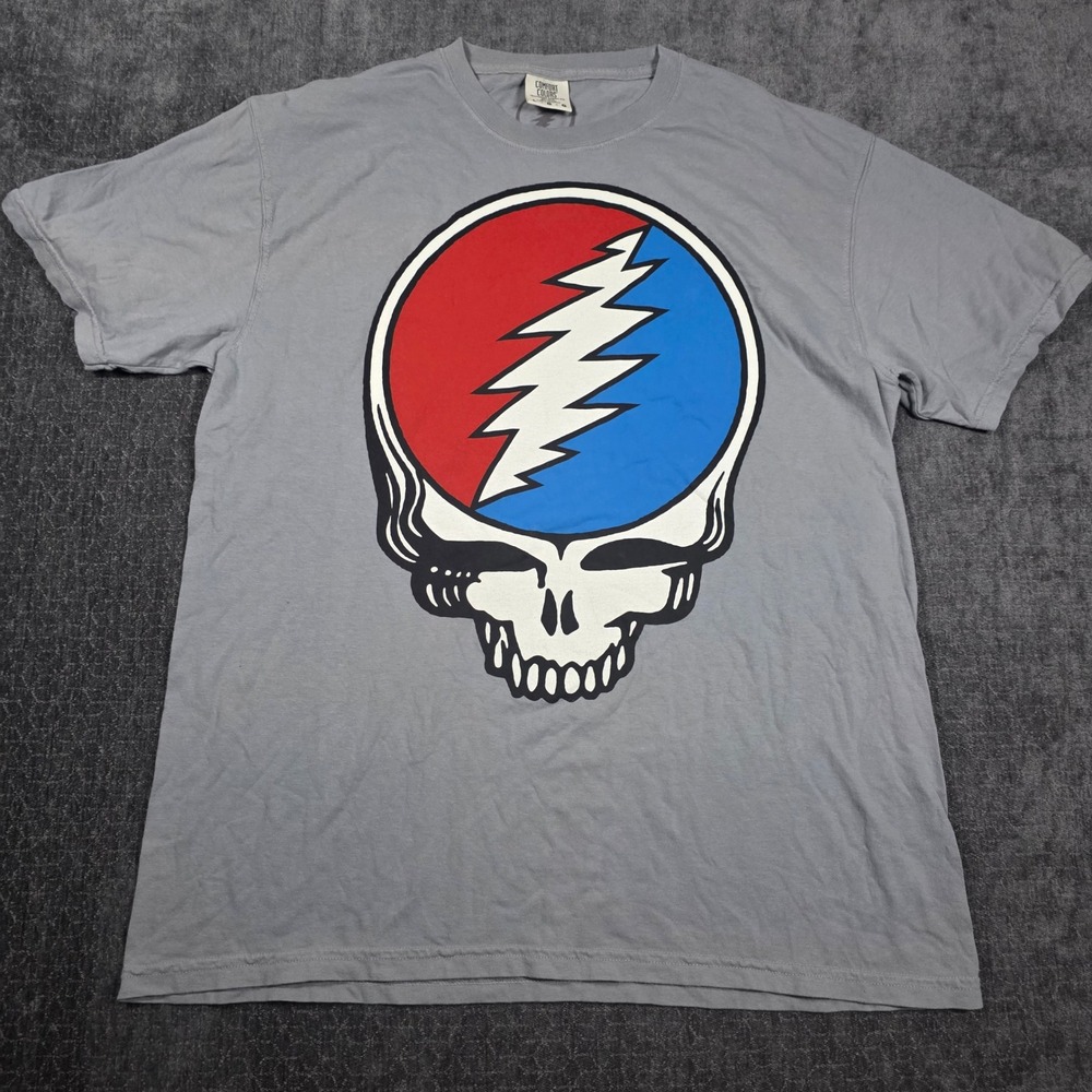 Comfort Colors Grateful Dead T-Shirt Mens Large Grey Steal Your Face Graphic